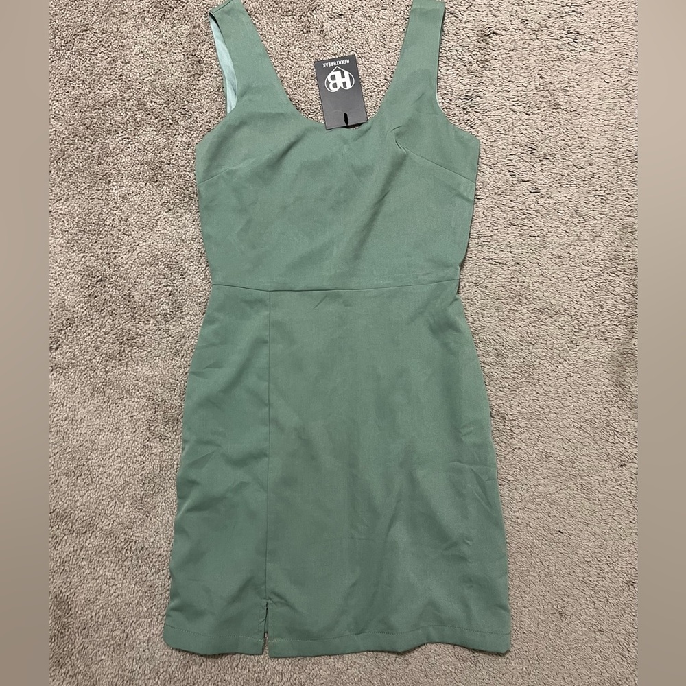 Teal green mini dress, sleeveless